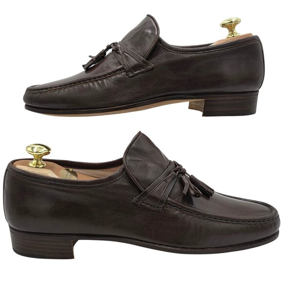 NEW Vintage Bally Ziggi Brown Leather Tassel Loafers Mens 9M Italian Dress Shoes